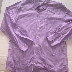 Men's Peter Millar Nanoluxe Long Sleeve Collared Button Down Dress Purple Sz. L